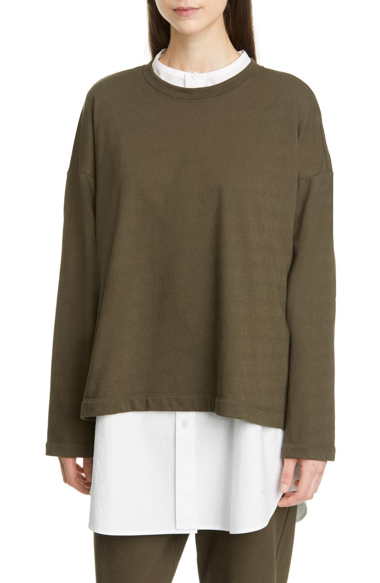 Eileen Fisher Organic Cotton Terry Boxy Pullover, Alternate, color, 