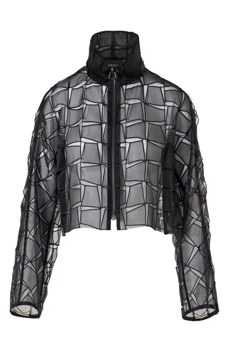 Akris Mimi Trapezoid Organza Jacket, Alternate, color, Black