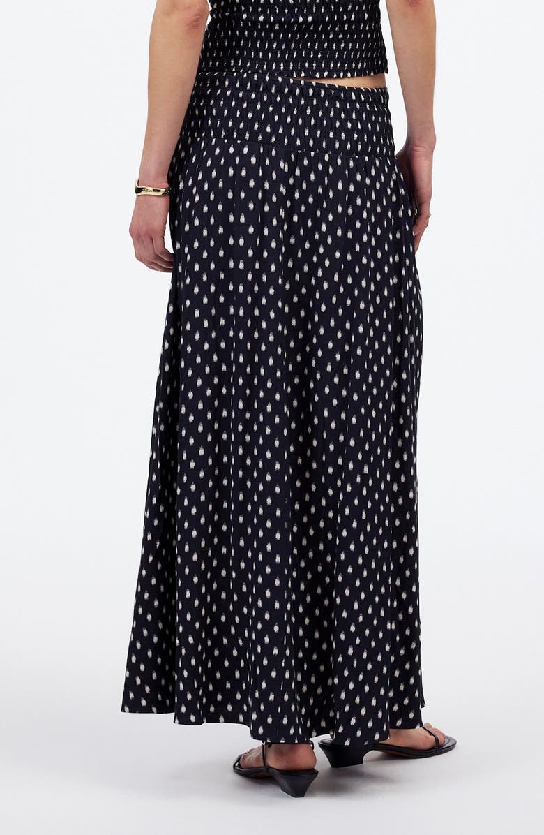 Madewell Shibori Dot Smocked Midi Skirt, Alternate, color, Shibori Dot With Pink