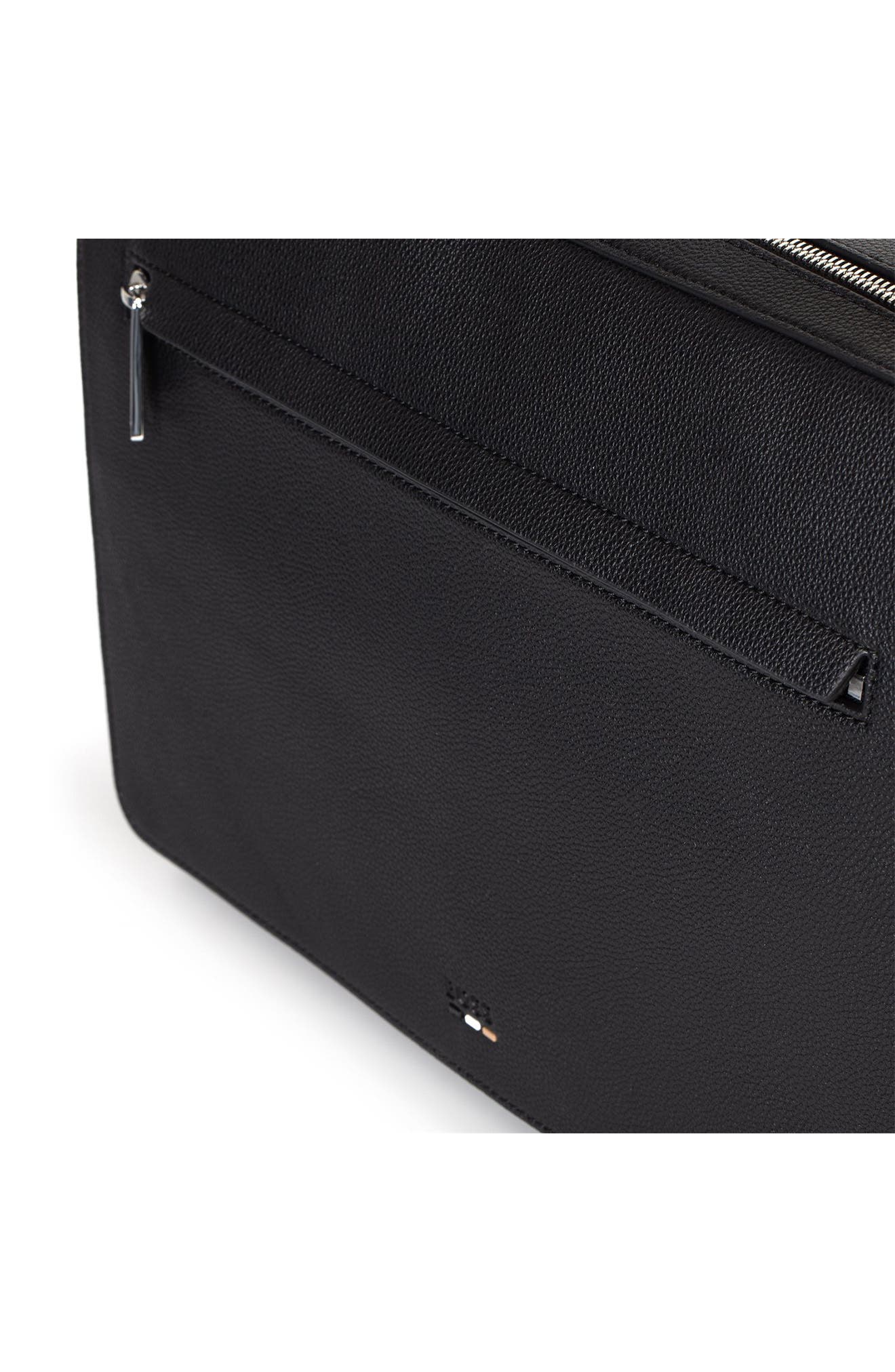 HUGO Ray Faux Leather Messenger Bag, Alternate, color, Black