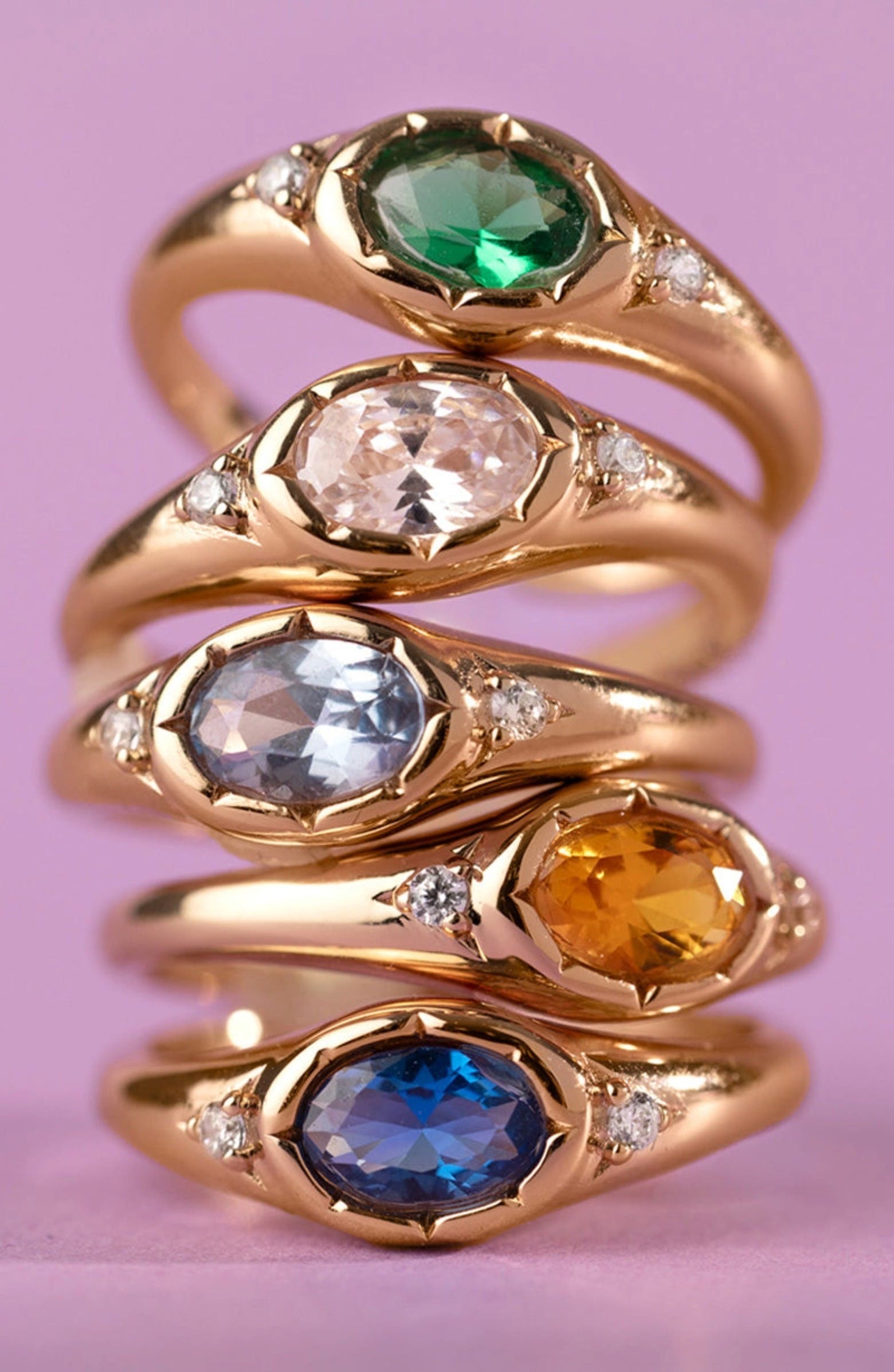 Женские аксессуары MADE BY MARY Oval Birthstone Signet Ring — фото 3