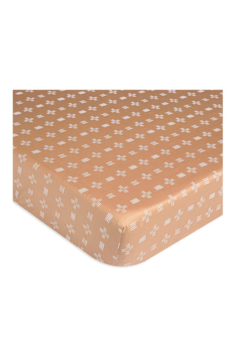 Cotton Sateen Fitted Crib Sheet, Main, color, COPPER DASH