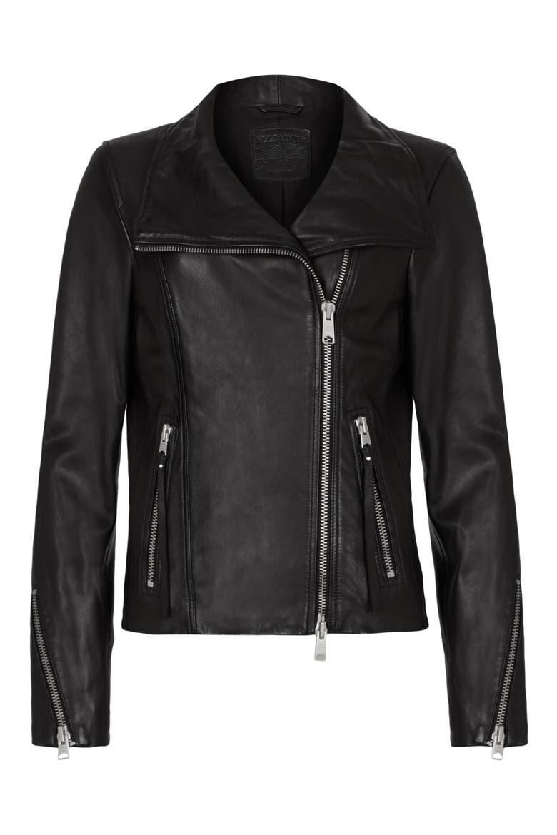Ellis Leather Biker Jacket, Alternate, color, BLACK