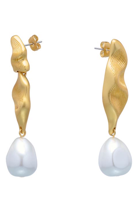 Margot Faux Pearl Mismatched Drop Earrings