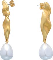 Reiss Margot Faux Pearl Mismatched Drop Earrings