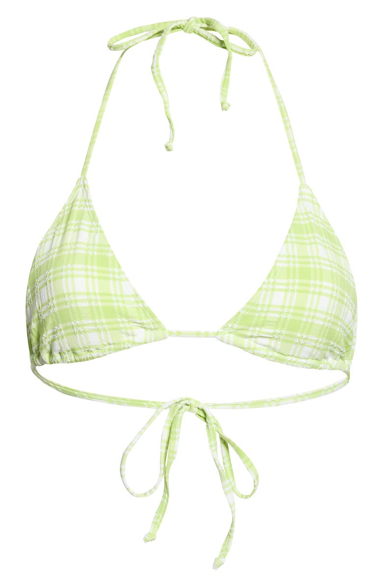 PacSun Plaid Triangle Bikini Top, Main, color, Green/ White