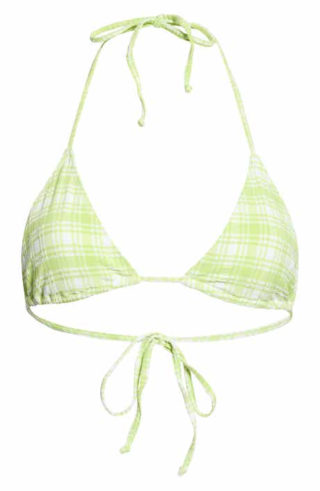 Plaid Triangle Bikini Top