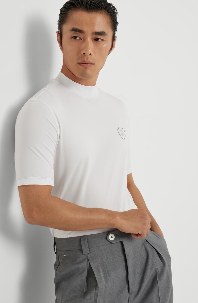 Brunello Cucinelli Piqué T-shirt with logo, Alternate, color, White