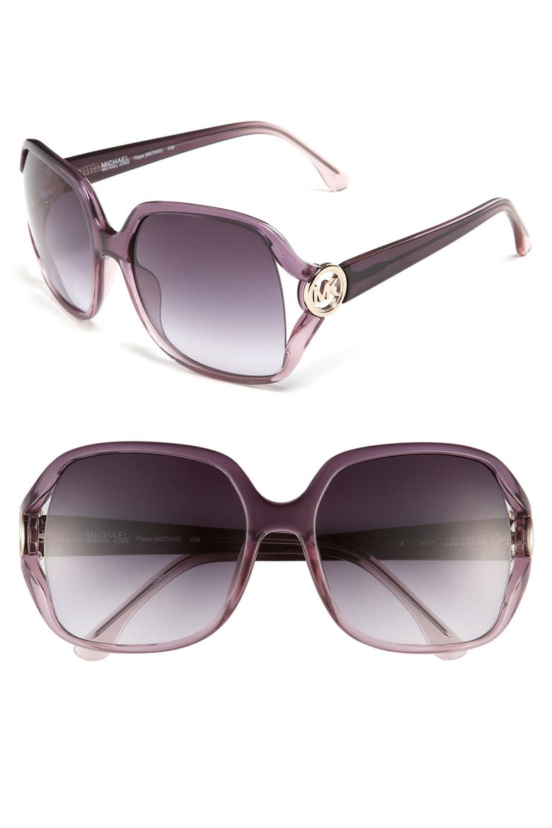 56mm Oversized Sunglasses, Main, color, PLUM VIOLET/ SMOKE GRADIENT
