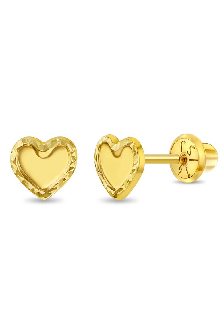 14k Braided Edge Heart Girl Earrings, Main, color, Gold