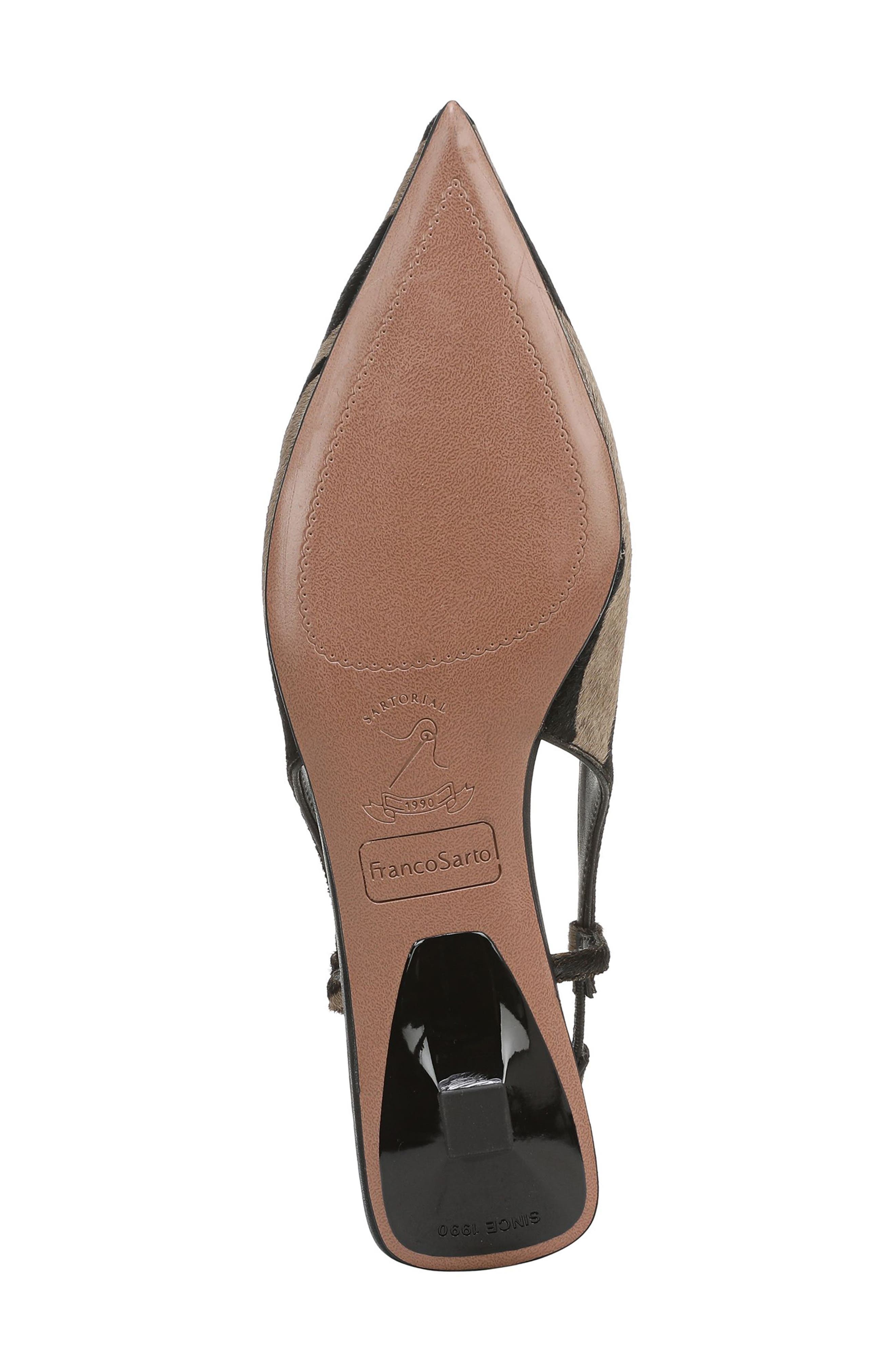 Franco Sarto Palmira Slingback Genuine Calf Hair Pointed Toe Flat, Alternate, color, Mocha Grey