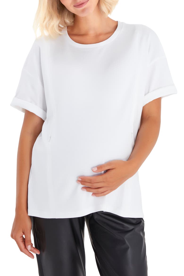 Anytime Anywhere Side Zip Maternity/Nursing T-Shirt, Main, color, WHITE
