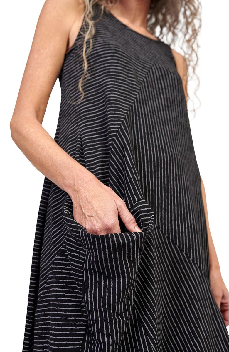 Alembika Striped sleeveless maxi with draped pocket, Alternate, color, 