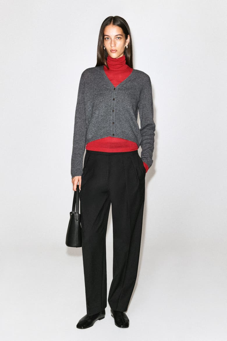 Cashmere V-Neck Cardigan, Alternate, color, GRAY