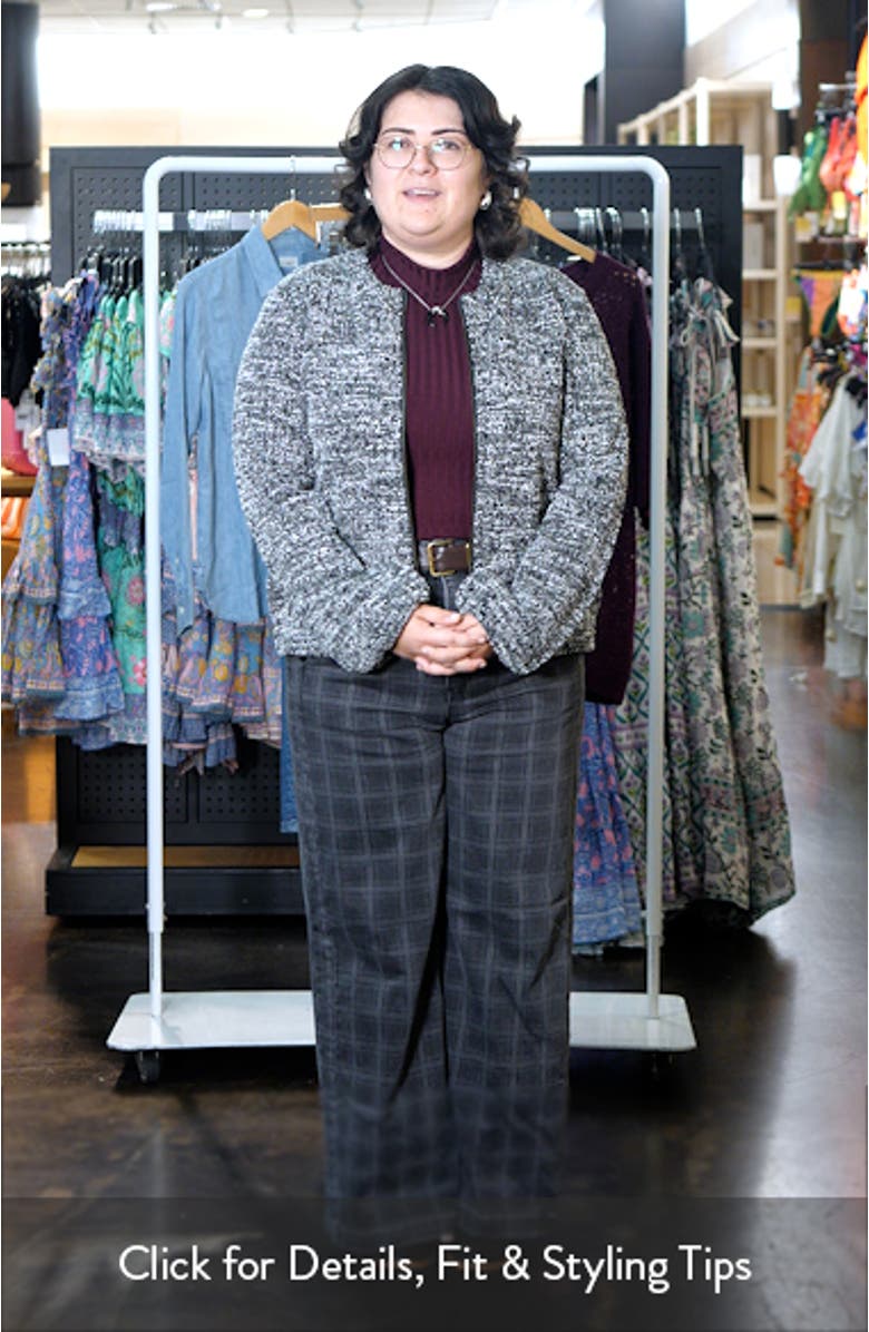 Herringbone Tweed Knit Bomber Jacket, sales video thumbnail