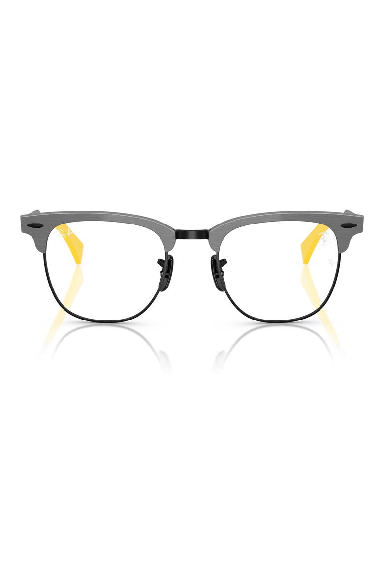 x Scuderia Ferrari 51mm Square Optical Glasses, Main, color, DARK GREY/ YELLOW