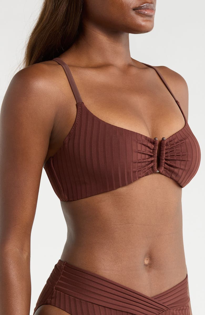 Sanctuary Textured Stripe U-Bar Bikini Top, Alternate, color, Espresso