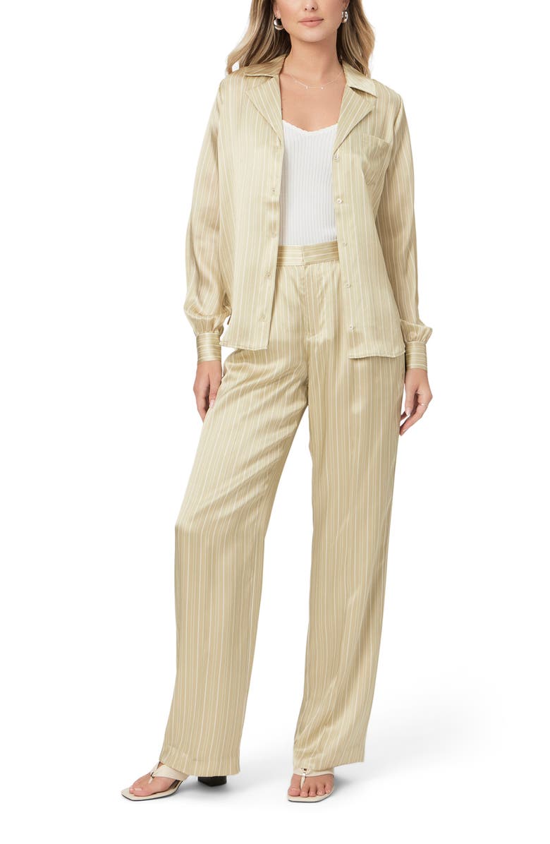 PAIGE Garrett Stripe Silk Pants, Alternate, color, Pale Olive/ Marble