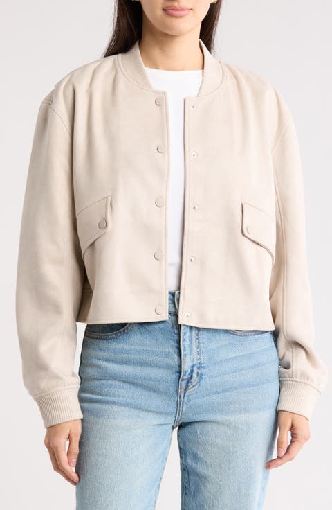 Faux Suede Bomber Jacket