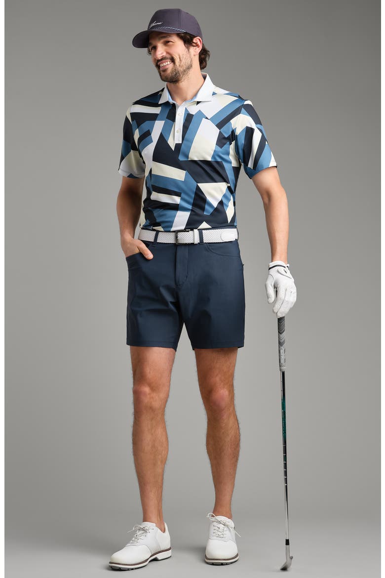 Performance Golf Polo, Alternate, color, YELLOW DWN/ BLUE STONE GEO