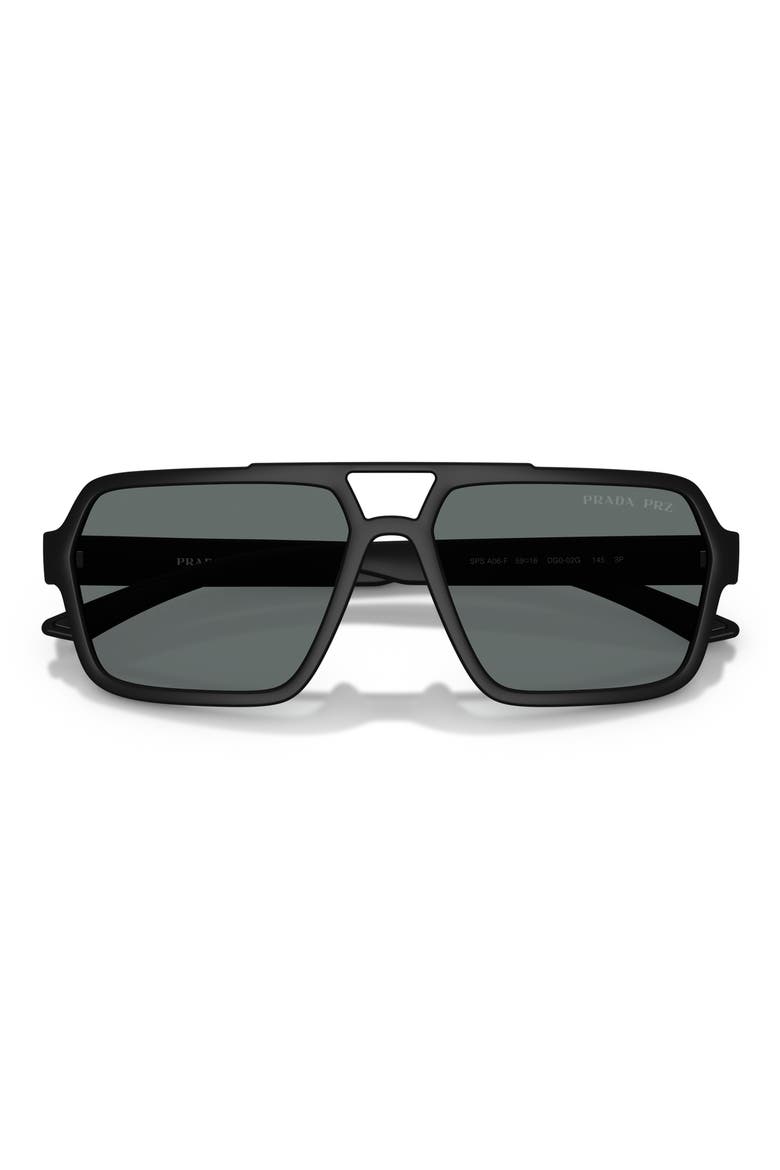 59mm Polarized Pilot Sunglasses, Alternate, color, BLACK RUBBER
