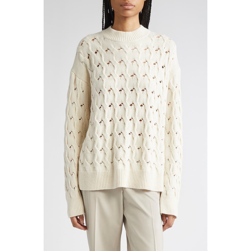Lafayette 148 New York Cable Stitch Cashmere & Silk Sweater In Neutral