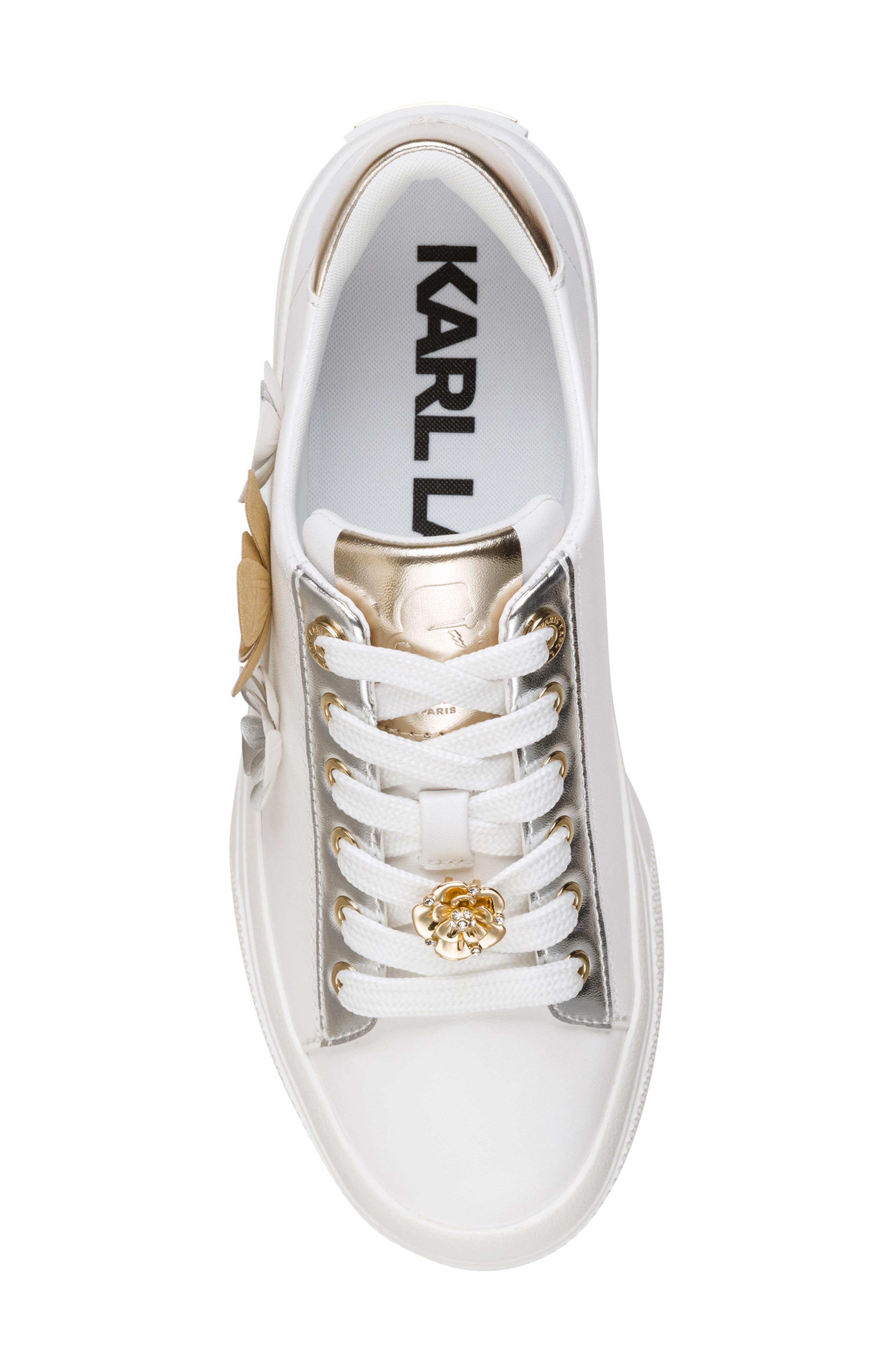 KARL LAGERFELD PARIS Gael 2 Sneaker, Alternate, color, Bright White/ White Gold