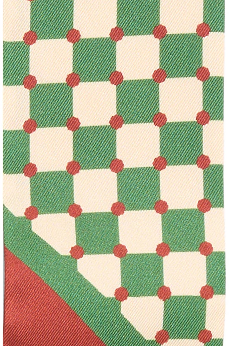 Checkerboard Skinny Silk Scarf, Alternate, color, GREEN