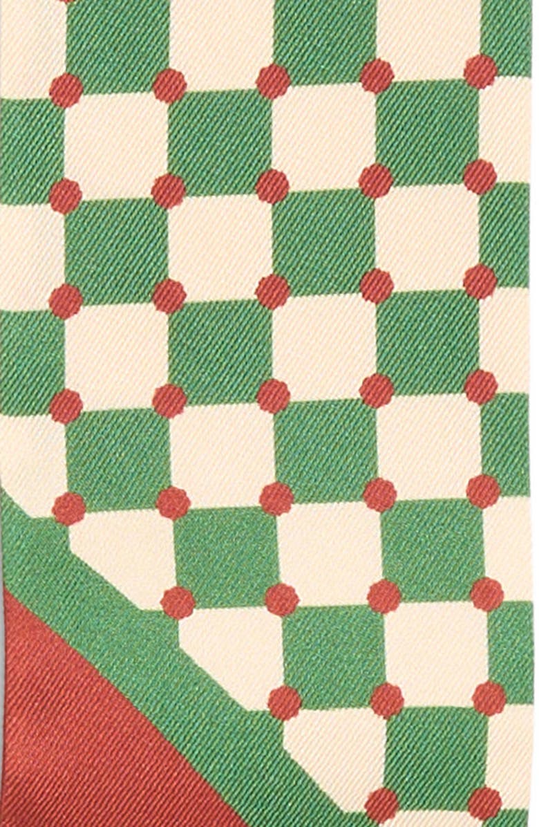 Lost Pattern Checkerboard Skinny Silk Scarf, Alternate, color, Green