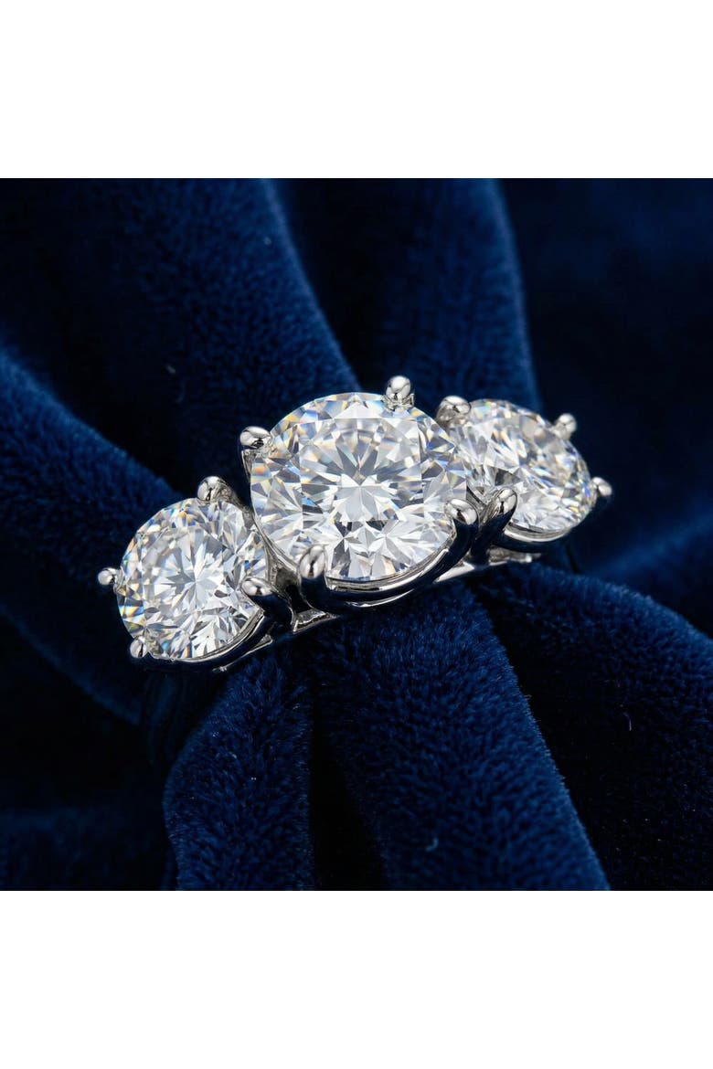 5 1/2Ct Three Stone Lab Grown Diamond Engagement Ring or Gold, Alternate, color, 10k White Gold