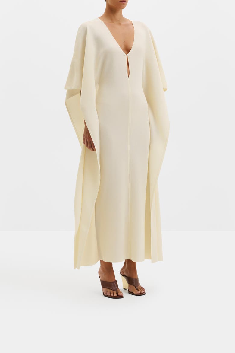 Janna Knitted V-neck Maxi Kaftan, Alternate, color, Pearl