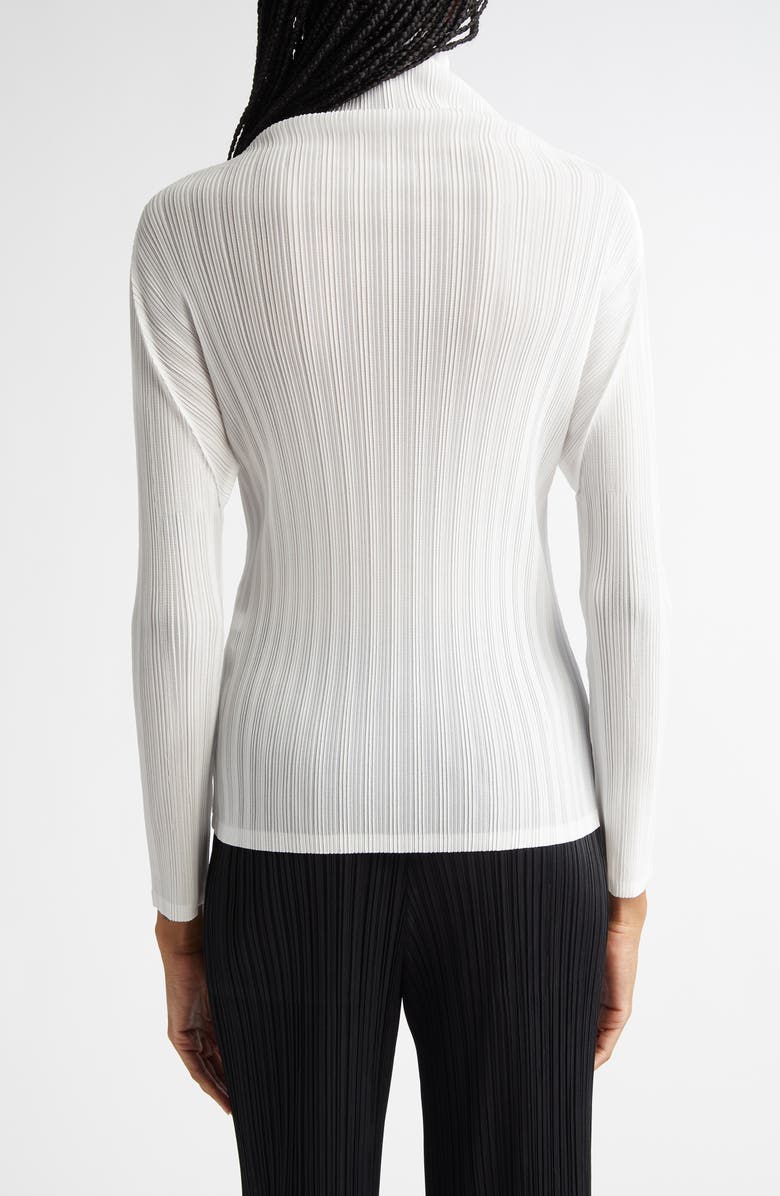 Pleats Please Issey Miyake Pleated Long Sleeve Turtleneck, Alternate, color, White