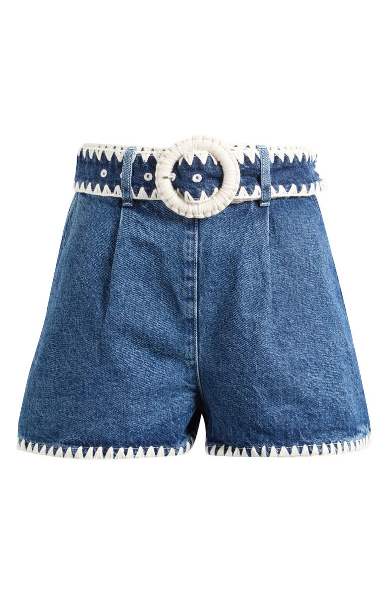 FARM Rio Embroidered Belted Denim Shorts, Main, color, Denim