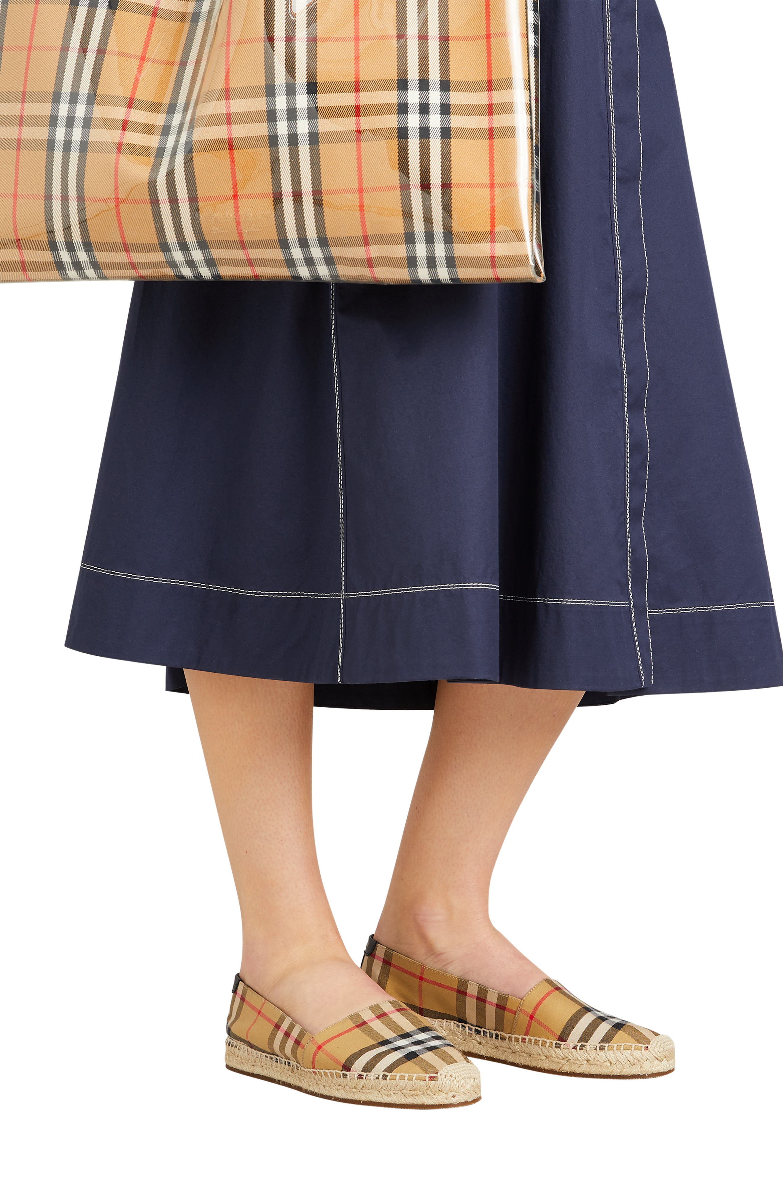 Burberry Hodgeson Check Print Espadrille Flat, Alternate, color, 