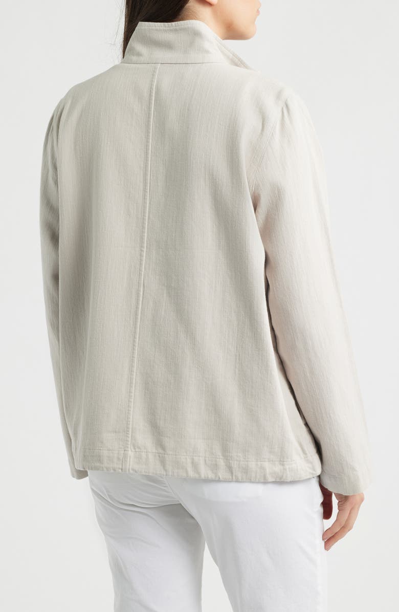 Eileen Fisher Zip-Up Organic Cotton & Organic Linen Jacket, Alternate, color, Chalk