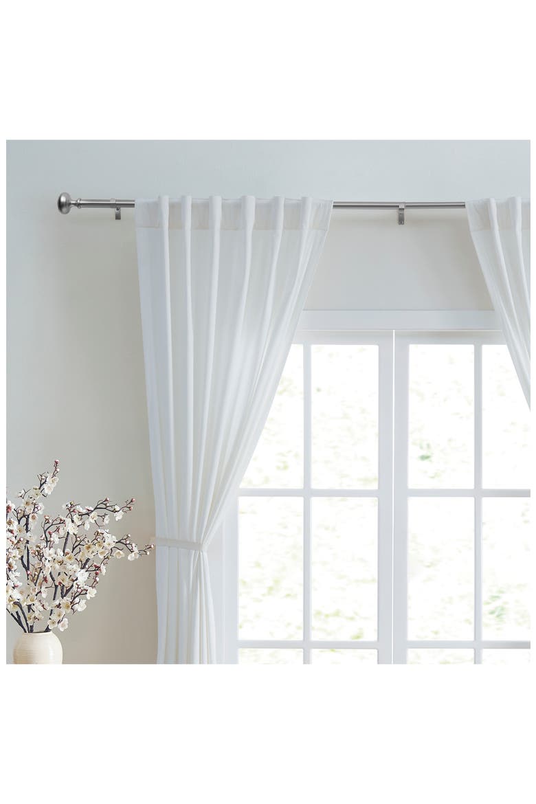 Barrett Adjustable Curtain Rod & Finial Set, Alternate, color, SILVER