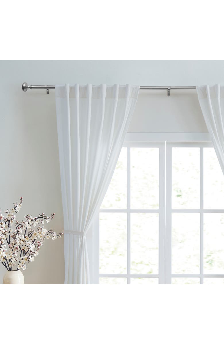 DKNY Barrett Adjustable Curtain Rod & Finial Set, Alternate, color, Silver