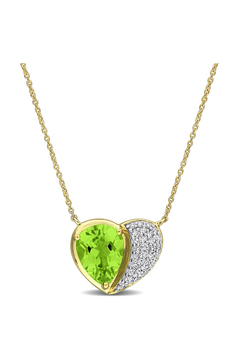 Julianna B. Gemstone & Diamond Heart Necklace 10K, Main, color, Peridot
