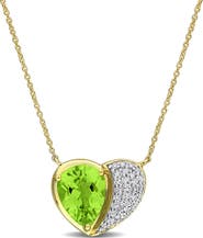 Julianna B. Gemstone & Diamond Heart Necklace 10K