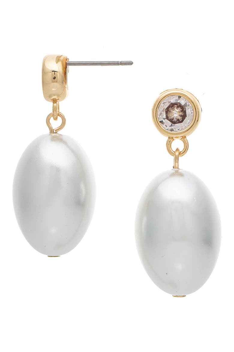 Imitation Pearl Drop Earrings, Main, color, PEARL