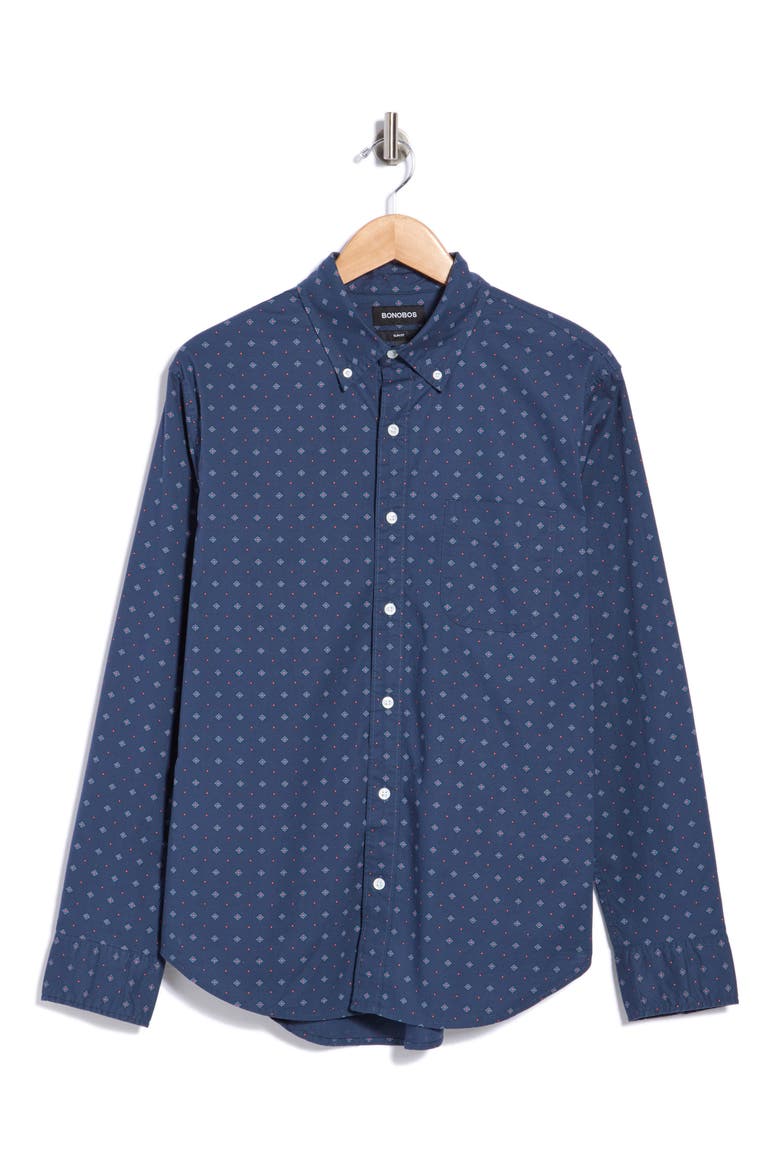 Slim Fit Geo Print Stretch Poplin Shirt, Alternate, color, JULES GEO