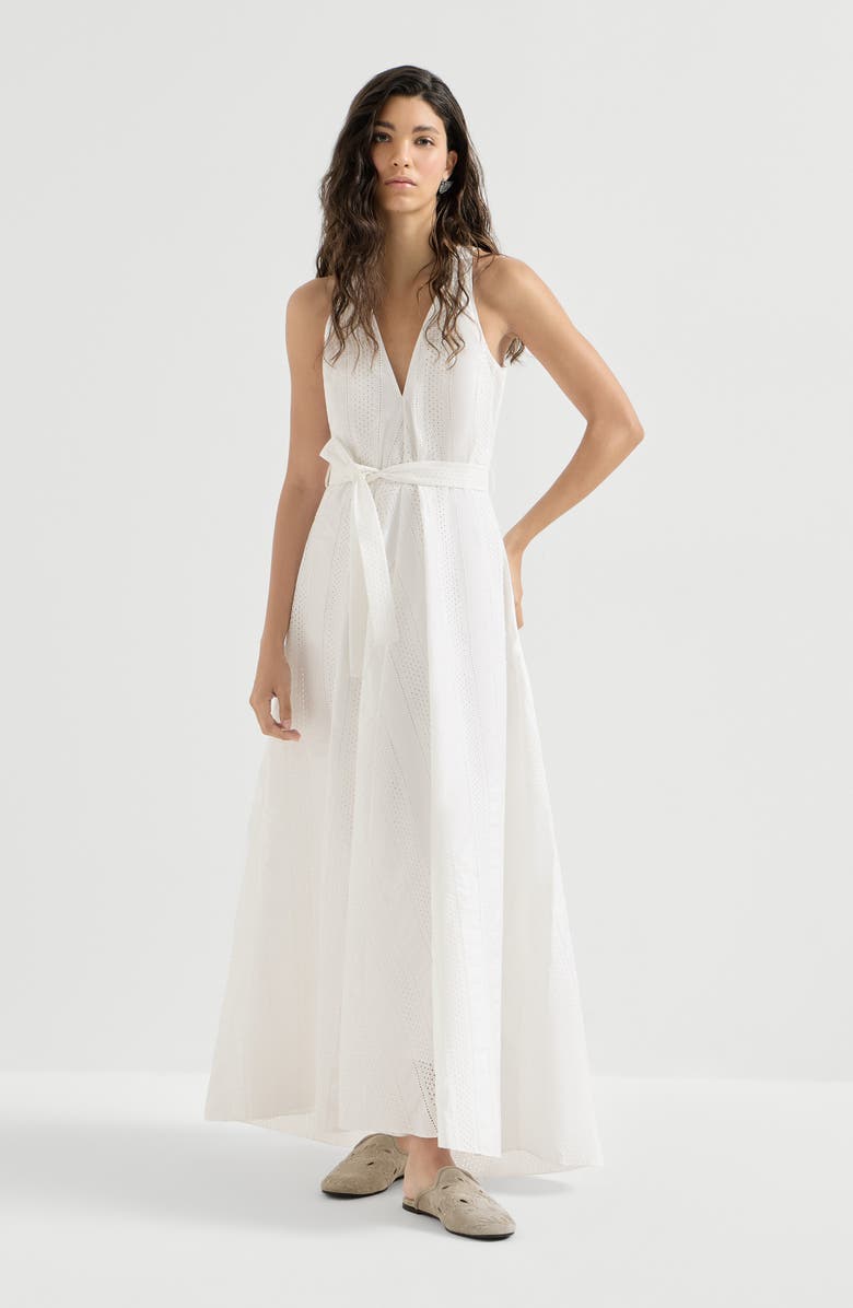 Brunello Cucinelli Broderie anglaise dress, Alternate, color, White