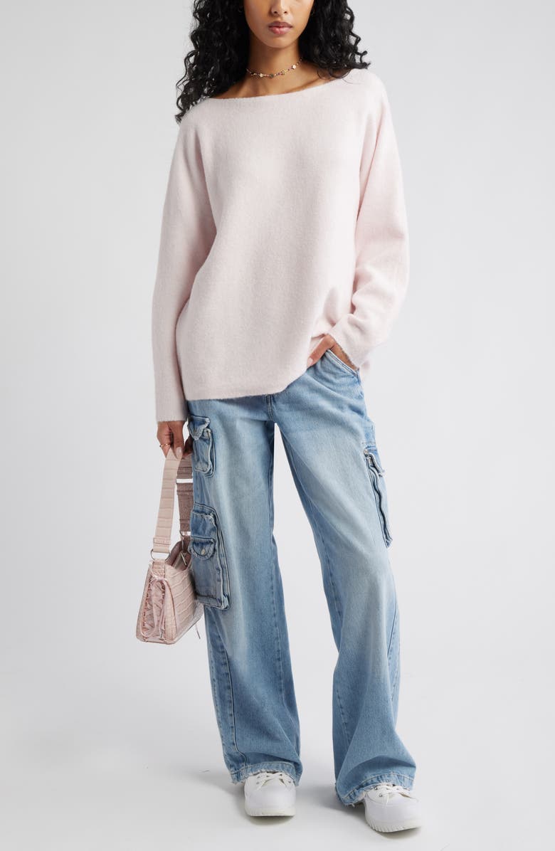 BP. Lofty Boat Neck Oversize Sweater, Alternate, color, Pink Primrose