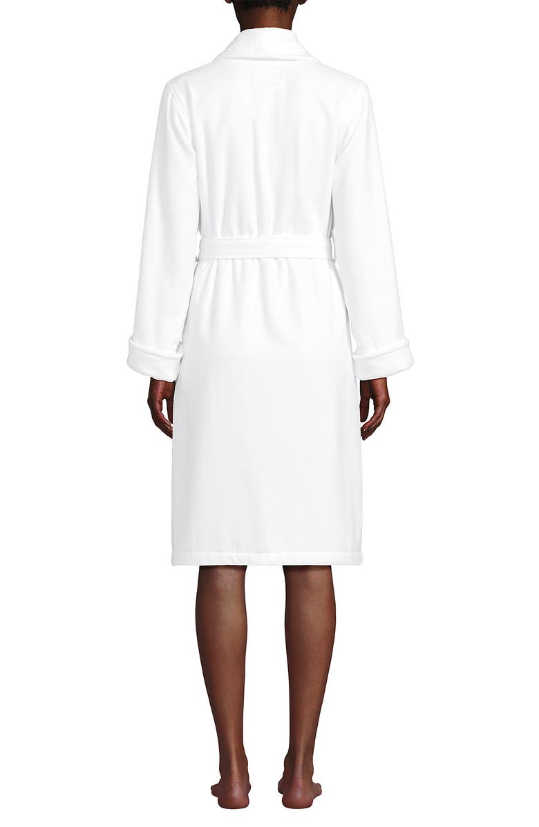 Lands' End Cotton Terry Knee Length Spa Bath Robe, Alternate, color, White