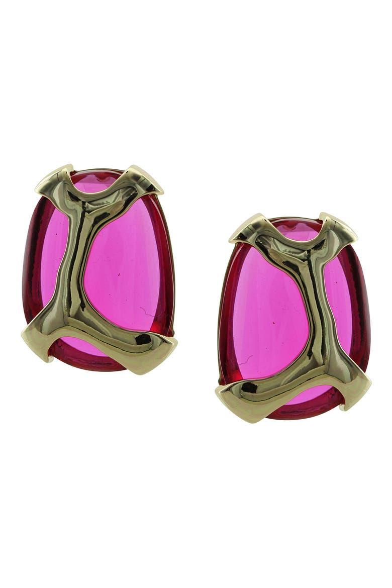 Geometric Jewel Earrings, Main, color, GOLD / FUCHSIA