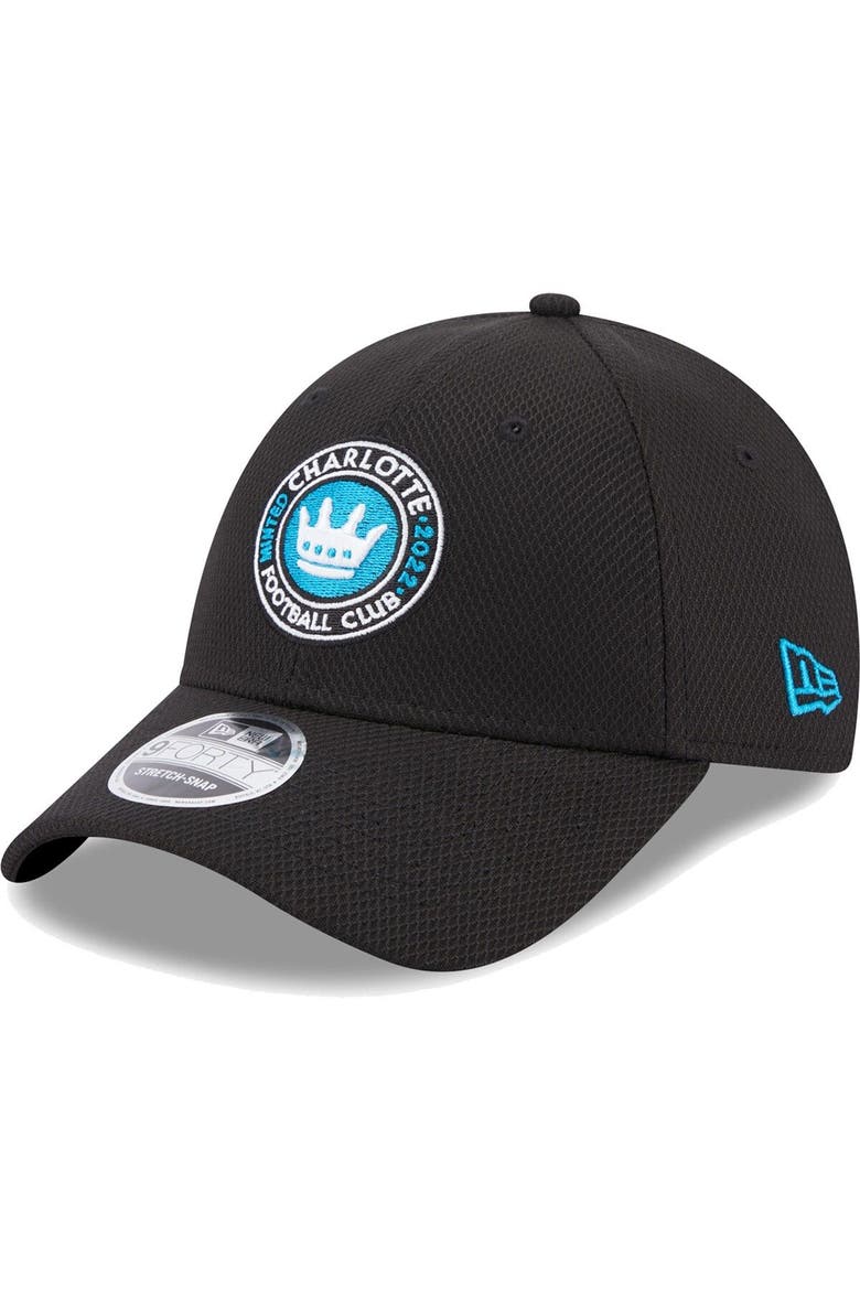 Men's New Era Black Charlotte FC Basic 9FORTY Mesh Snapback Hat, Main, color, Black