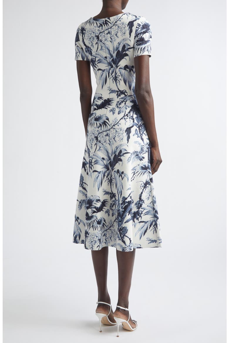 Tonal Tropical Knit Midi Dress, Alternate, color, NAVY/ IVORY