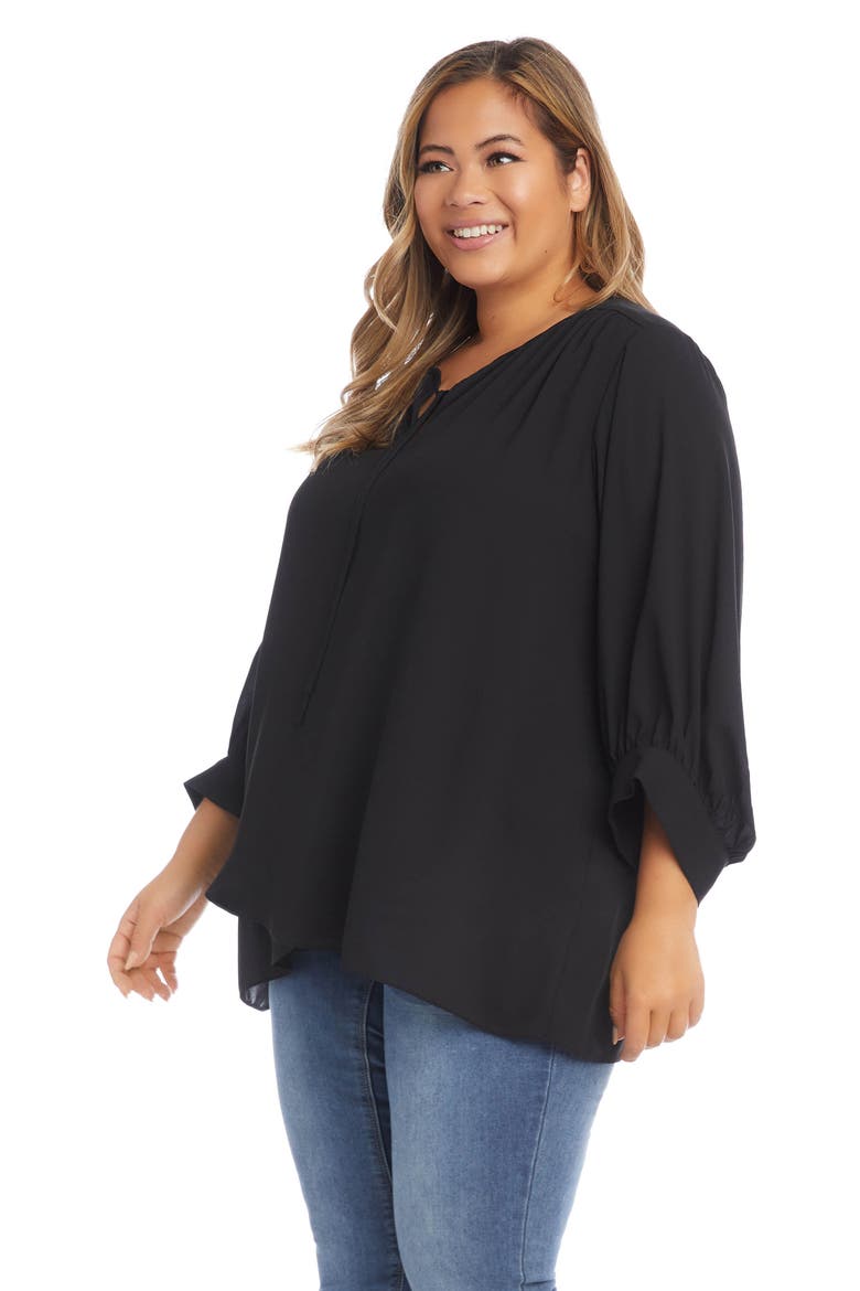 Tie Neck Crossover Crepe Blouse, Alternate, color, BLACK