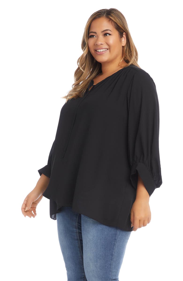 Karen Kane Tie Neck Crossover Crepe Blouse, Alternate, color, 