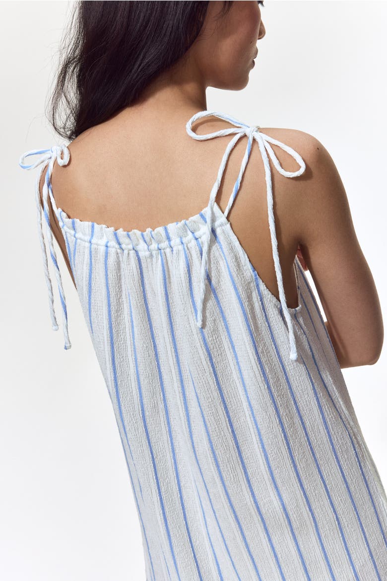 Crinkled Tie-strap Dress, Alternate, color, White/striped